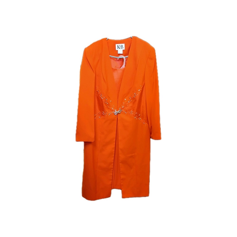 Elegant Orange Two Piece Dress Suit Made By Stella Louise for KB Size 16